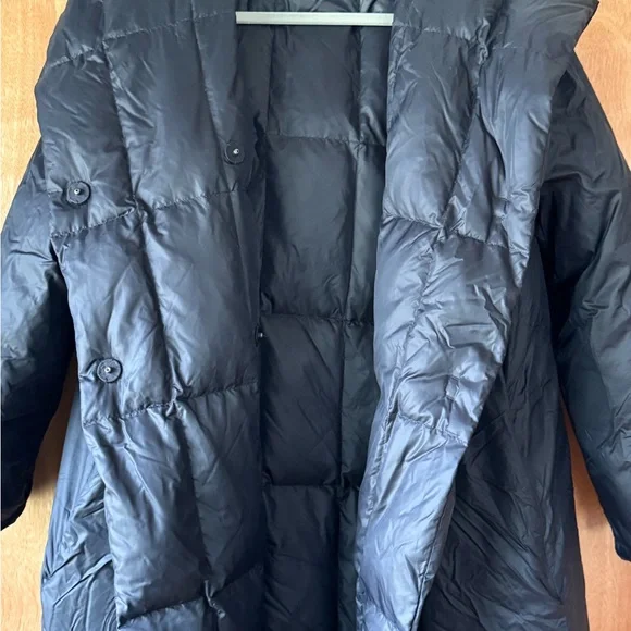 Eileen fisher Black Hooded Long Puffer Coat - Women - Picture 5 of 6